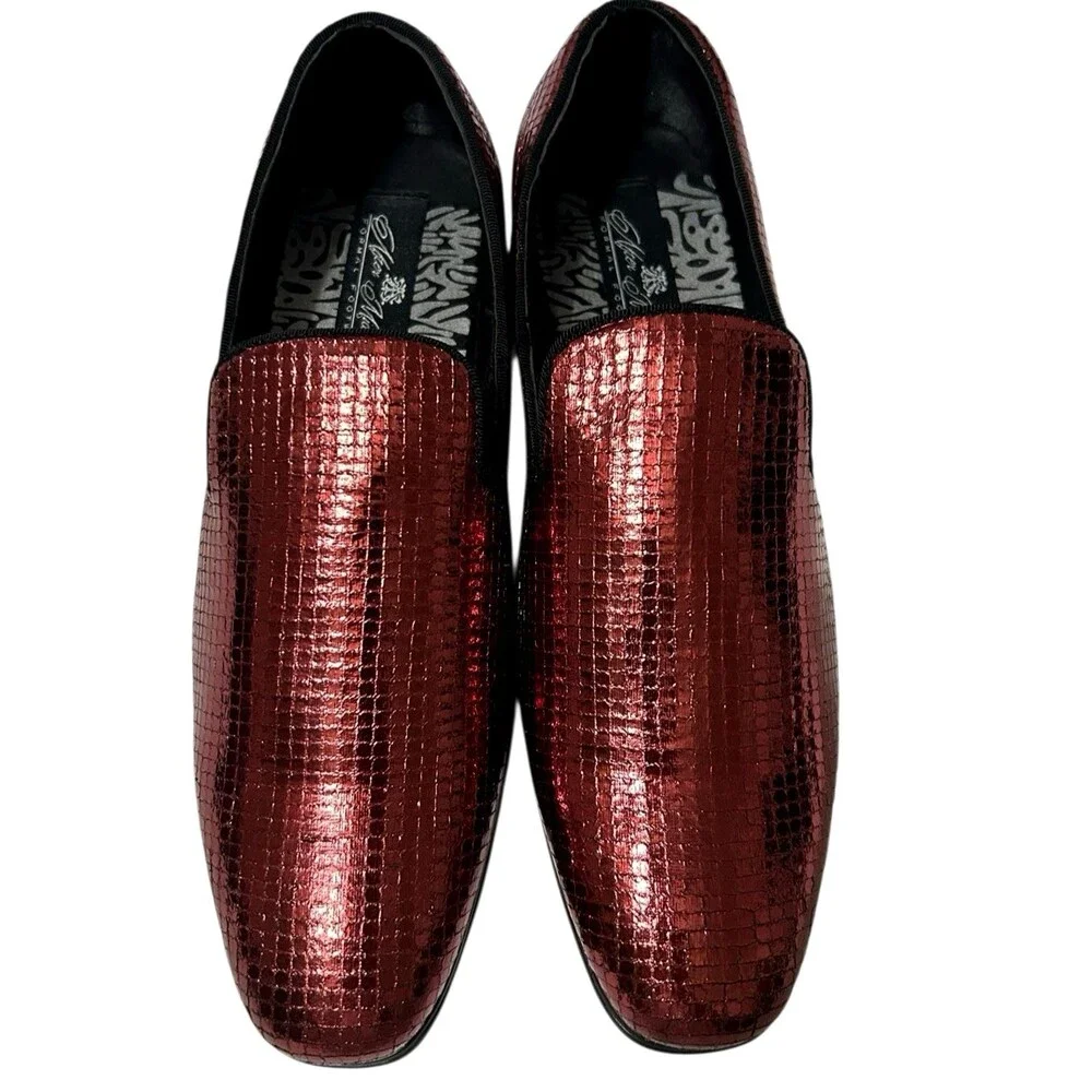After Midnight Men's Sequins Burgundy Loafer Fashion Party  Dress Shoes Size 8
